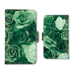 花 花柄 バラ スマホケース 手帳型ケース iPhoneケース 携帯ケース ミラー カード収納ポケット ストラップホール 1枚目の画像