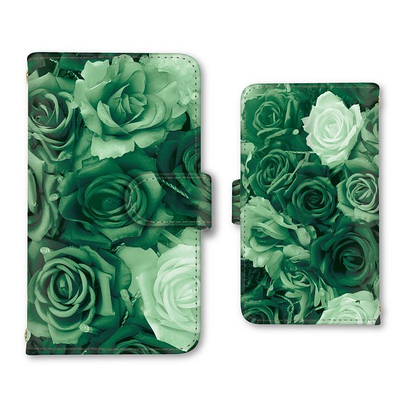 花 花柄 バラ スマホケース 手帳型ケース iPhoneケース 携帯ケース ミラー カード収納ポケット ストラップホール 1枚目の画像