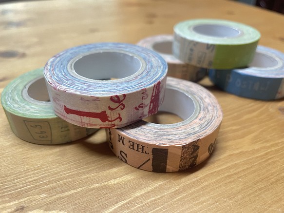 井上陽子マスキングテープ［マステ］：15mm幅：グラフィティA（無包装）：サックス・グリーン・ピンク 1枚目の画像