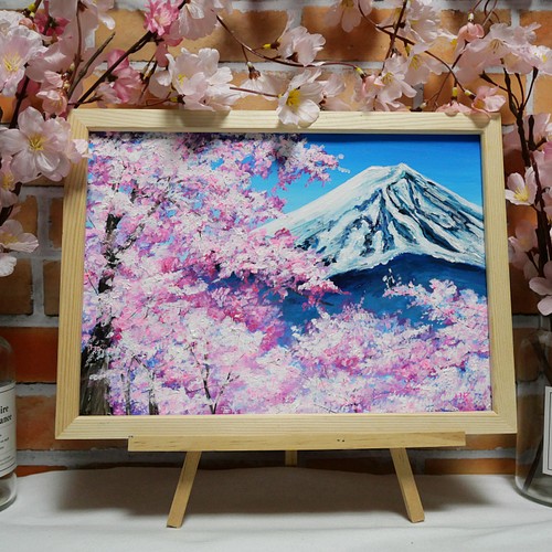油絵 絵画 【桜の富士山】 絵画 ＨＲ 通販｜Creema(クリーマ)