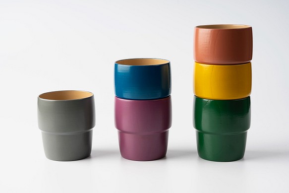 全６色　きれいにスタッキングできる漆のカップ　Urushi no Irodori 1枚目の画像