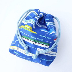 コップ袋　新幹線ブルー　 cup-708 1枚目の画像