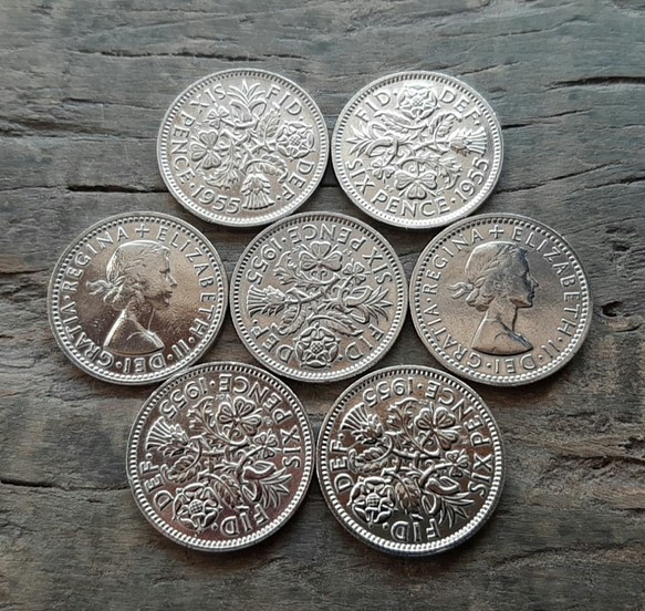 幸せのシックスペンス イギリス 7枚セット ラッキー6ペンス 本物古銭
