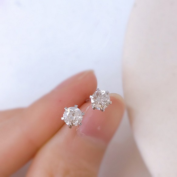 天然ダイヤモンドピアス0.8ct k18 ピアス（スタッド・一粒） パール