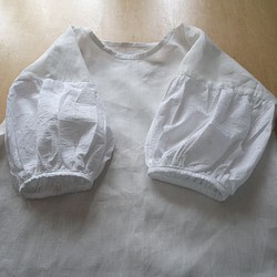 【M到6L碼4種尺寸可選】甜美豐滿白色蕾絲袖成人白色亞麻束腰外衣小號也OK 第1張的照片