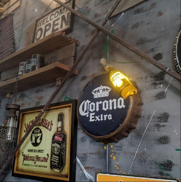 コロナビール BAR 電飾 壁掛け看板 Corona Extra 王冠型 #ウォールデコ