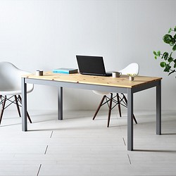 150×80ツートーンダイニングテーブル（ナチュラル／グレー）１５０北欧デザインの椅子にピッタリのテーブルを低予算にて 1枚目の画像