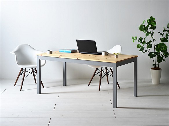 150×80ツートーンダイニングテーブル（ナチュラル／グレー）１５０北欧デザインの椅子にピッタリのテーブルを低予算にて 1枚目の画像