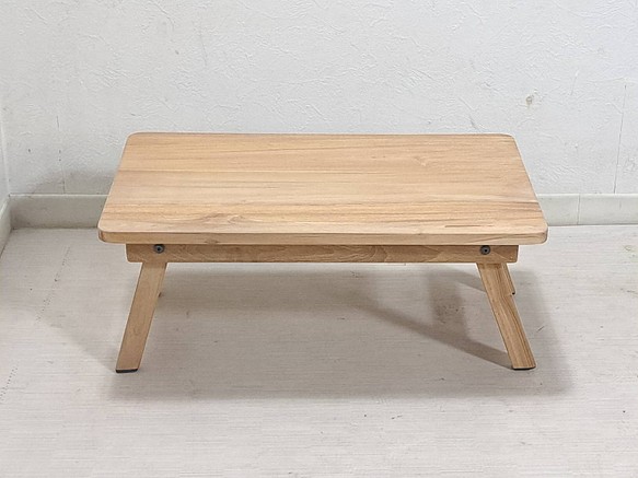 木製 チーク無垢 ミニテーブル アウトドア ローテーブル 未塗装 小ぶり 折畳 脚折れ desk115 1枚目の画像