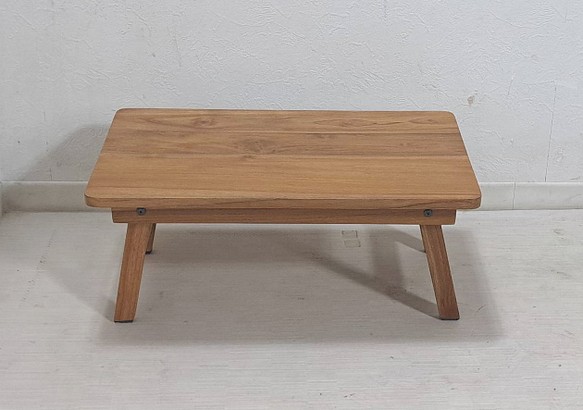木製 チーク無垢 ミニテーブル アウトドア ローテーブル チーク色 小ぶり 折畳 脚折れ desk115 1枚目の画像