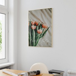 チューリップのポスター　/ i1175 / 春のチューリップ　ピンク、パープル、白　インテリアポスター 1枚目の画像