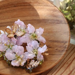 ブローチ『桜ゴールド』コサージュ　送料無料！桜のリース　桜のリング 1枚目の画像