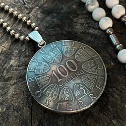 銀貨 オーストリア カットコイン ペンダント 懐中時計型 ネックレス ブランド ReD コインアクセサリー じゅえりー