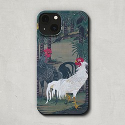 スマホケース / 伊藤 若冲「棕櫚雄鶏図」 iPhone 全機種対応 日本画 鳥 鶏 シュロ 和 和柄 レトロ 個性的 1枚目の画像