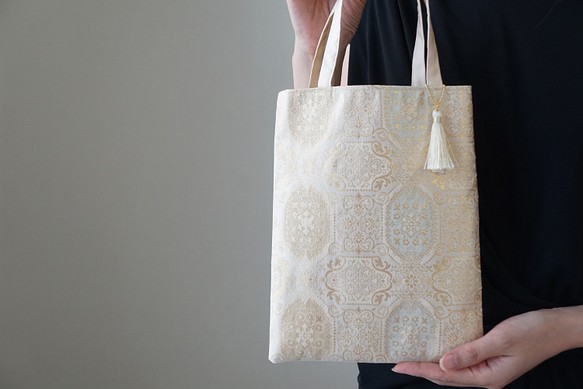 [天然染色花卉蔓藤花紋 obi remake mini sub bag formal bag] 非常適合日常使用、婚禮、派對和和 第1張的照片