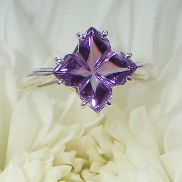 2月の誕生石】紫陽花 アメジスト フラワー シルバーリング L 指輪