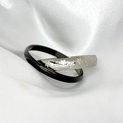 2連スターリング ステンレスリング ステンレス指輪 ピンキーリング メンズ 1枚目の画像