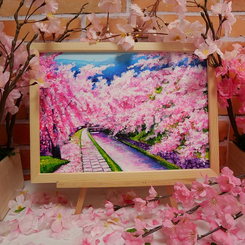 油絵 絵画【春の桜】-