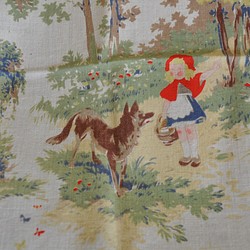 ポ様カスタマイズ【仏ヴィンテージレア♪】オオカミと赤ずきんちゃんの童話コットン 1枚目の画像