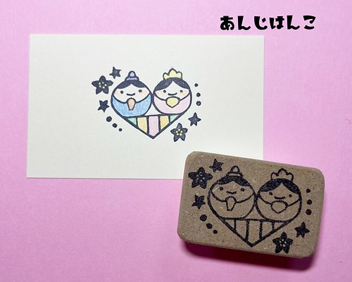 受注生産☆ハートのお内裏さま&お雛さま☆消しゴムはんこ☆3月の行事