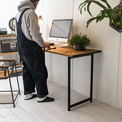 Old oak&Square iron legs work desk [オーク古材とスクエア鉄脚の