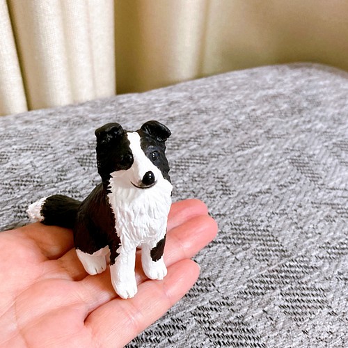 ブランド名 新品 ボーダーコリー 親子 置物 ペット 玄関 オブジェ 子犬