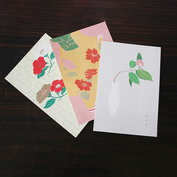 和のポストカード　「椿」３柄セット 1枚目の画像
