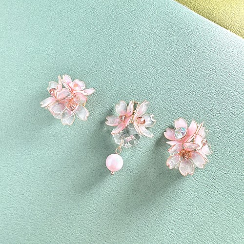 春爛漫 桜のピアス イヤリング イヤーカフ 両耳 イヤリング