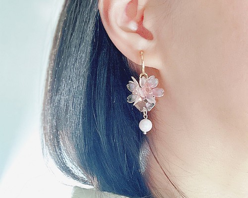 おまけ付】 No.517-D 桜モチーフ☆春ピアス・イヤリング ピアス