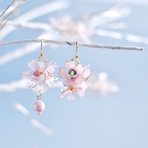 春爛漫 桜のピアス イヤリング イヤーカフ 両耳 イヤリング