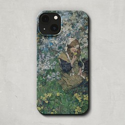 スマホケース / エドワード ホーネル「春 の 牧歌」 iPhone 全機種対応 風景 女の子 桜 絵 海 絵画 個性的 1枚目の画像