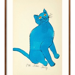 12468■ポスター　絵画　A3サイズ　『猫　ネコ　ブルー』　アート　イラスト　デザイン　北欧　マット紙 1枚目の画像