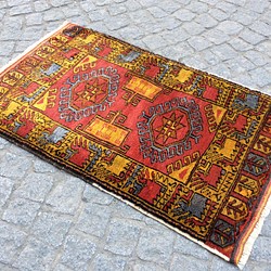 手織りトルコ絨毯 100x60cm ヴィンテージ ラグ 1枚目の画像