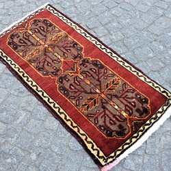 手織りトルコ絨毯 116x55cm ヴィンテージ ラグ 1枚目の画像