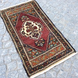 手織りトルコ絨毯 107x57cm ヴィンテージ ラグ-