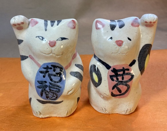 陶器で作った「招き猫セット」 1枚目の画像