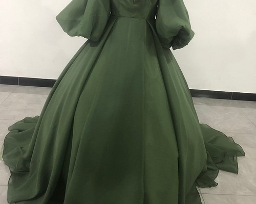 レディース憧れのドレス 绿色 ベアトップ トレーン 舞台ドレス 謝恩会 人気上昇