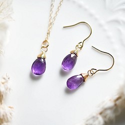 愛情守護石紫水晶耳環二月生辰石 第1張的照片