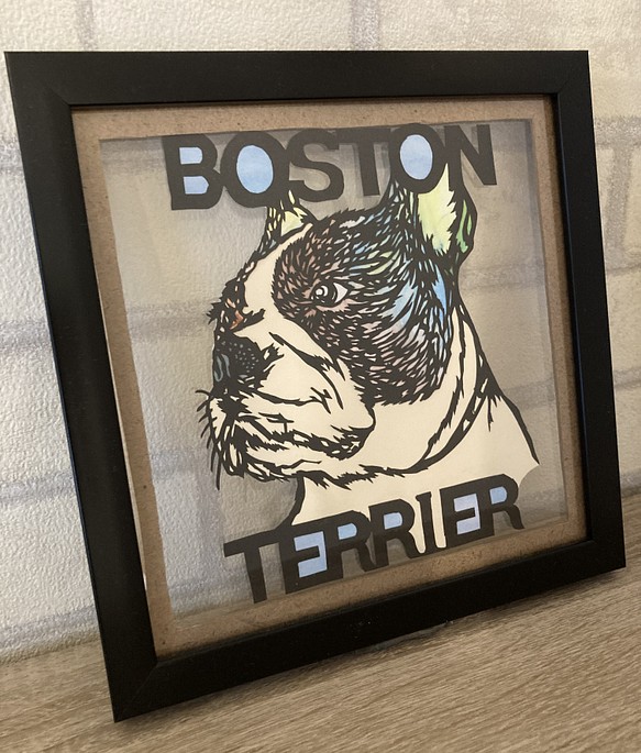 ボストンテリアの切り絵アート　 1枚目の画像