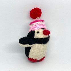 赤いクチバシ・ポンポンニット帽の小さなペンギン 1枚目の画像