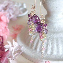 K10 2color Amethyst pierce ピアス（フック・チェーン） damie 通販