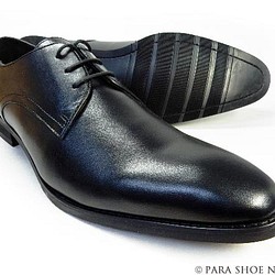 PARASHOE 本革 プレーントゥ ビジネスシューズ 黒 4E（EEEE