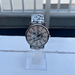 NEWデザイン 中サイズマーブルジャバラジャバラ時計(ホワイト)【腕時計】【Creema】