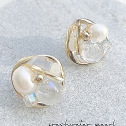 freshwater pearl×aurora beads　Metal　Piace 1枚目の画像
