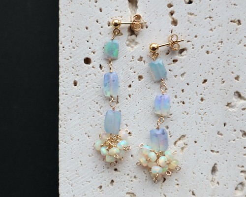 ピアス/イヤリング｝ 14kgf/color opal earrings ファンシーカラー