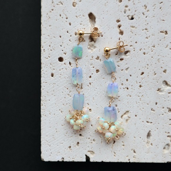 ピアス/イヤリング｝ 14kgf/color opal earrings ファンシーカラー ...