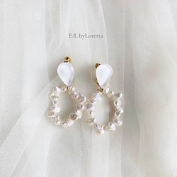 淡水パール hoop color shizuku pierce/earring(White) [cc] 1枚目の画像