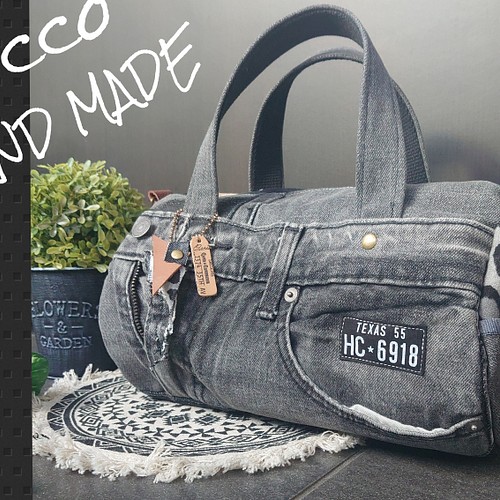 No182【DENIM✖️ボストンBAG❤️】ドラム缶型バッグ ショルダーバッグ