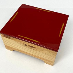 木製鰻重箱　晴レ箱 （L）変根来-赤 1枚目の画像