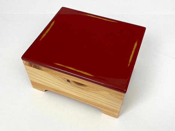 木製鰻重箱　晴レ箱 （L）変根来-赤 1枚目の画像